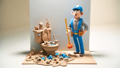 plumber ready to plunge toilet